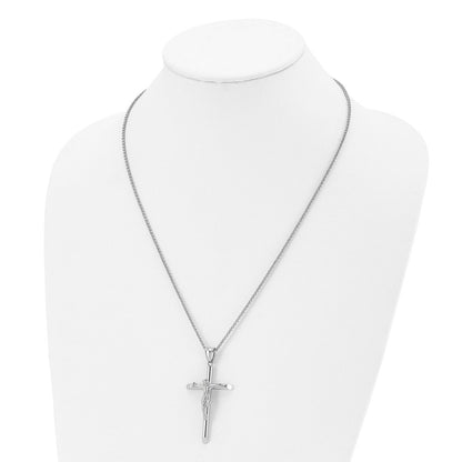 Chisel Stainless Steel Polished Large Crucifix Pendant on a 22 inch Box Chain Necklace