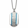 Chisel Stainless Steel Brushed and Polished Blue IP-plated with CZ Rounded Dog Tag on a 24 inch Box Chain Necklace