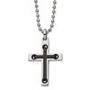 Chisel Stainless Steel Polished with Black IP-plated Center Cross Pendant on a 22 inch Ball Chain Necklace