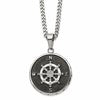 Chisel Stainless Steel Polished Black IP-plated Compass Pendant on a 22 inch Curb Chain Necklace