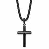 Chisel Stainless Steel Polished Gun Metal IP-plated Cross Pendant on a 24 inch Box Chain Necklace