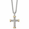 Chisel Stainless Steel Polished and Textured Yellow IP-plated Cross Pendant on a 22 inch Curb Chain Necklace