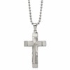 Chisel Stainless Steel Polished and Textured Starburst Cross Pendant on a 22 inch Ball Chain Necklace