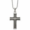 Chisel Stainless Steel Antiqued and Polished Chain Design Cross Pendant on a 22 inch Ball Chain Necklace