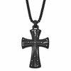 Chisel Stainless Steel Antiqued and Brushed Black IP-plated Cross Pendant on a 24 inch Box Chain Necklace