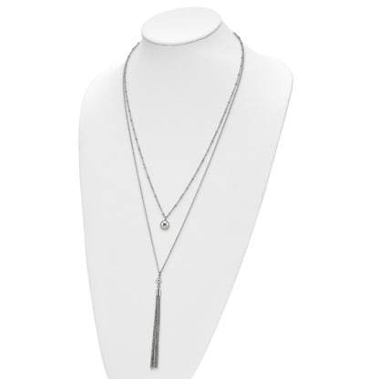 Chisel Stainless Steel Polished Two Strand 24 inch with 2 inch Extension Necklace