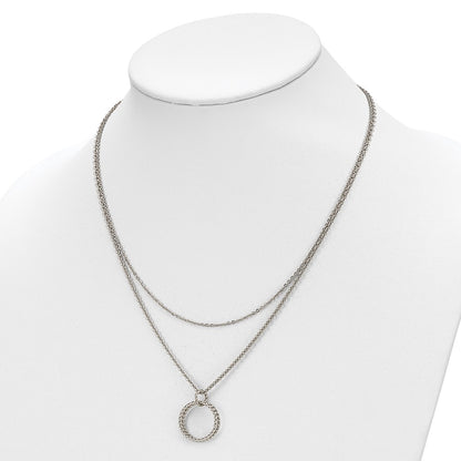 Chisel Stainless Steel Polished 2 Strand Twisted Circles 18.5 inch Necklace