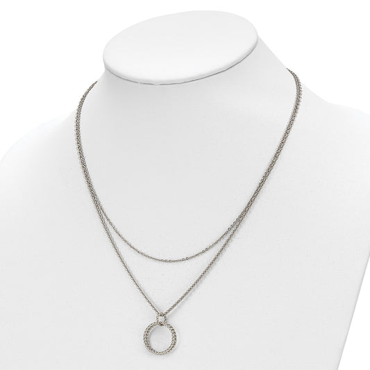 Chisel Stainless Steel Polished 2 Strand Twisted Circles 18.5 inch Necklace