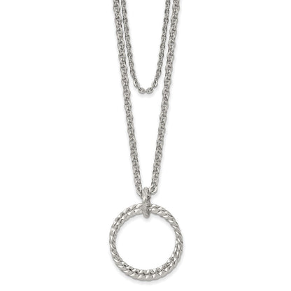 Chisel Stainless Steel Polished 2 Strand Twisted Circles 18.5 inch Necklace