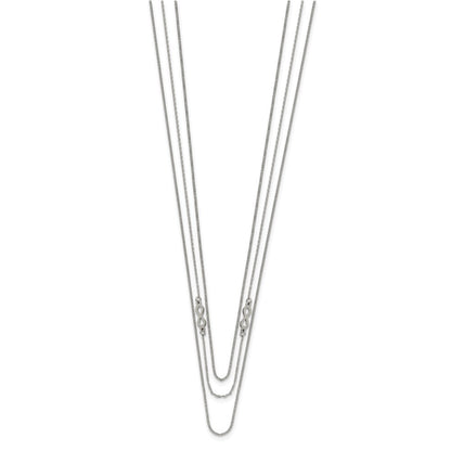 Chisel Stainless Steel Polished Infinity Sign 3-Strand 36 inch Curb Chain Necklace