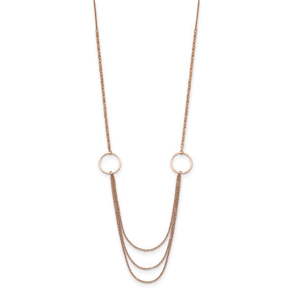 Chisel Stainless Steel Polished Rose IP-plated Multi Chain 35.5 inch Necklace