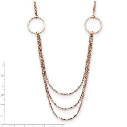 Chisel Stainless Steel Polished Rose IP-plated Multi Chain 35.5 inch Necklace