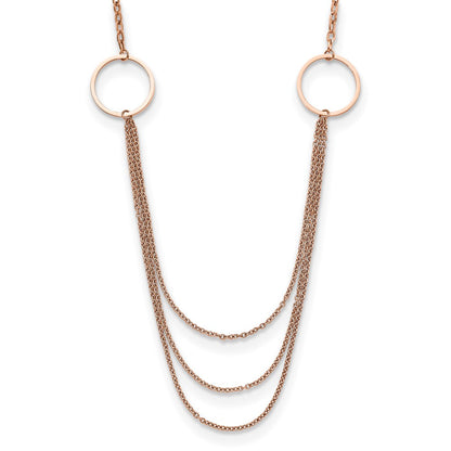 Chisel Stainless Steel Polished Rose IP-plated Multi Chain 35.5 inch Necklace