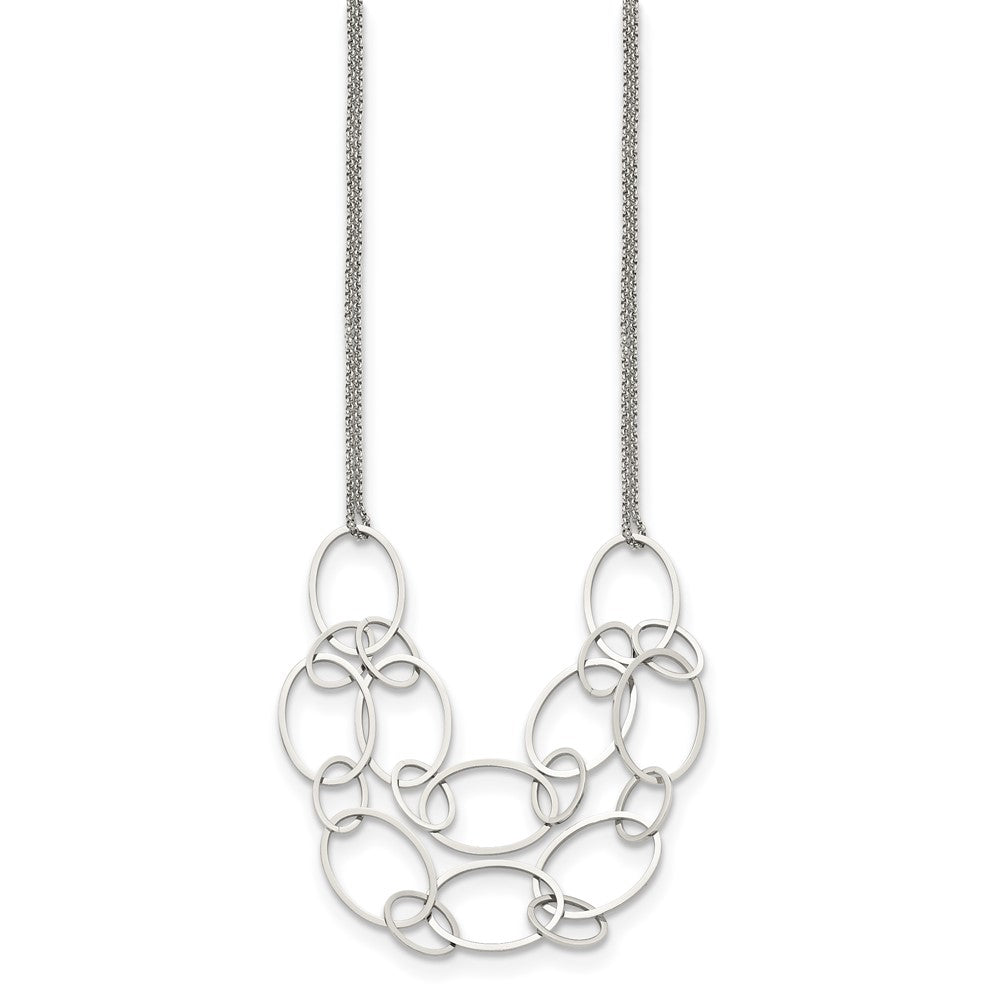 Chisel Stainless Steel Polished Oval Link 2-Strand 19 inch with 1.5 inch Extension Necklace