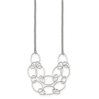Chisel Stainless Steel Polished Oval Link 2-Strand 19 inch with 1.5 inch Extension Necklace