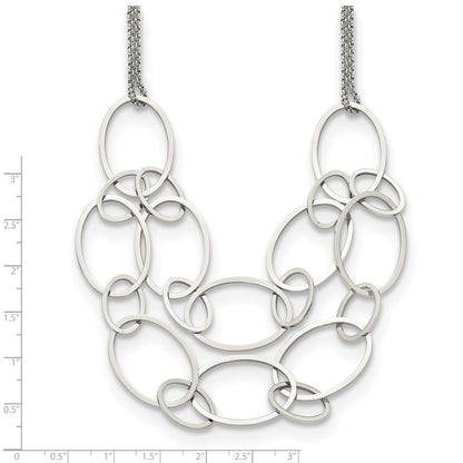 Chisel Stainless Steel Polished Oval Link 2-Strand 19 inch with 1.5 inch Extension Necklace
