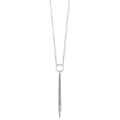 Chisel Stainless Steel Polished Circle with Tassel on a 23.5 inch Cable Chain Necklace