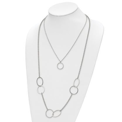 Chisel Stainless Steel Polished with Circles 2-Strand 20 inch Necklace