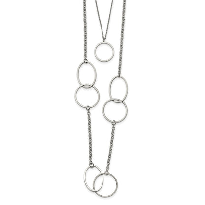 Chisel Stainless Steel Polished with Circles 2-Strand 20 inch Necklace