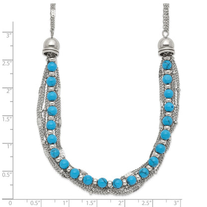 Chisel Stainless Steel Polished Reconstructed Turquoise Multi-Strand 20.75 inch with 2 inch Extension Necklace