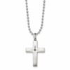 Chisel Stainless Steel Brushed and Polished 0.015 carat Black Diamond Cross Pendant on a 24 inch Ball Chain Necklace