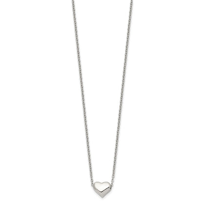 Chisel Stainless Steel Polished Heart on a 16.5 inch Cable Chain with a 2.5 inch Extension Necklace