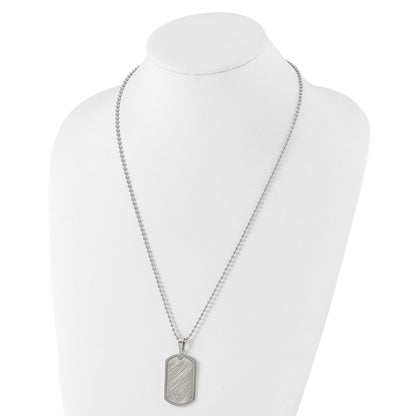 Chisel Stainelss Steel Polished Scratch Finish Center Dog Tag on a 24 inch Ball Chain Necklace