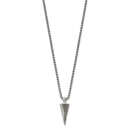 Chisel Stainless Steel Brushed Arrow Head Pendant on a 22 inch Box Chain Necklace