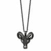Chisel Stainless Steel Antiqued White Bronze-plated 3D Ram Head Pendant on a 24 inch Cable Chain Necklace
