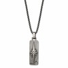 Chisel Stainless Steel Antiqued White Bronze-plated CZ Pendant on a 24 inch Box Chain Necklace