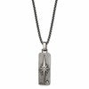 Chisel Stainless Steel Antiqued White Bronze-plated CZ Pendant on a 24 inch Box Chain Necklace