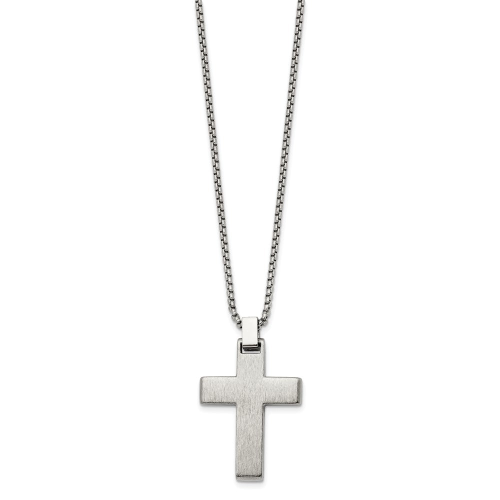 Chisel Stainless Steel Polished Yellow IP-plated Cross Pendant on a 19.5 inch Box Chain Necklace