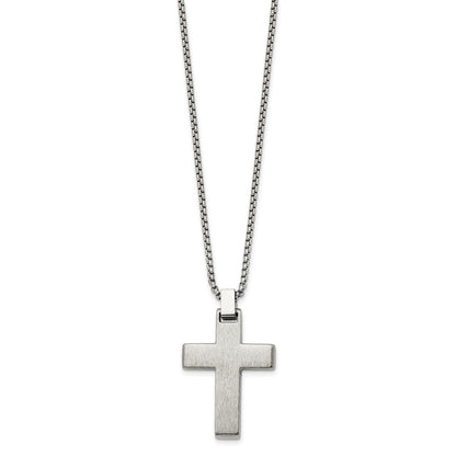 Chisel Stainless Steel Polished Yellow IP-plated Cross Pendant on a 19.5 inch Box Chain Necklace