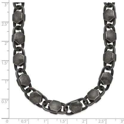 Chisel Stainless Steel Antiqued and Brushed 8.50mm 24 inch Necklace