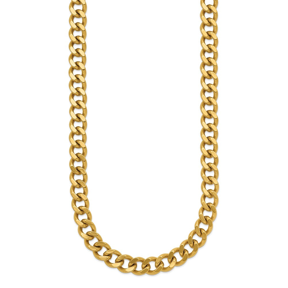 Chisel Stainless Steel Brushed and Polished Yellow IP-plated 8mm 24 inch Curb Chain Necklace