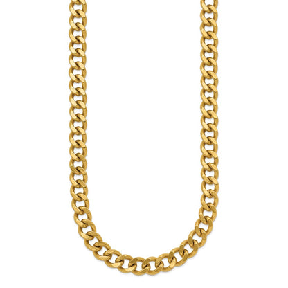 Chisel Stainless Steel Brushed and Polished Yellow IP-plated 8mm 24 inch Curb Chain Necklace