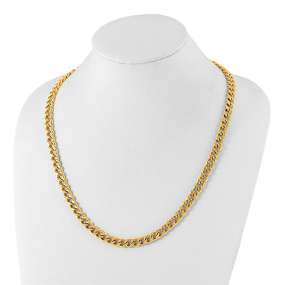 Chisel Stainless Steel Brushed and Polished Yellow IP-plated 8mm 24 inch Curb Chain Necklace