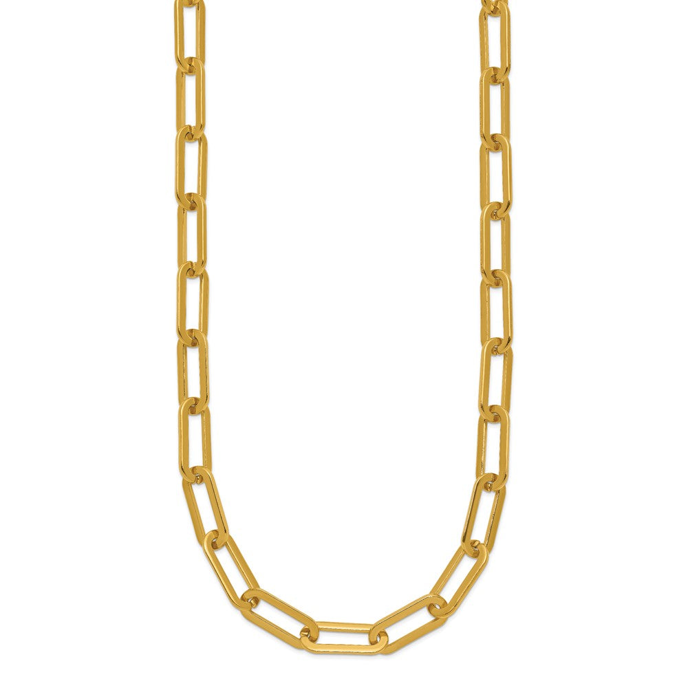 Chisel Stainless Steel Polished Yellow IP-plated Enlongated Open Link Paperclip 24 inch Chain Necklace