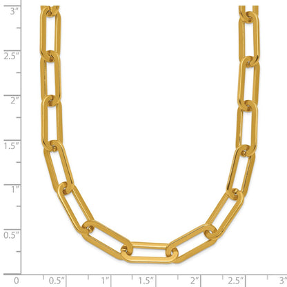 Chisel Stainless Steel Polished Yellow IP-plated Enlongated Open Link Paperclip 24 inch Chain Necklace