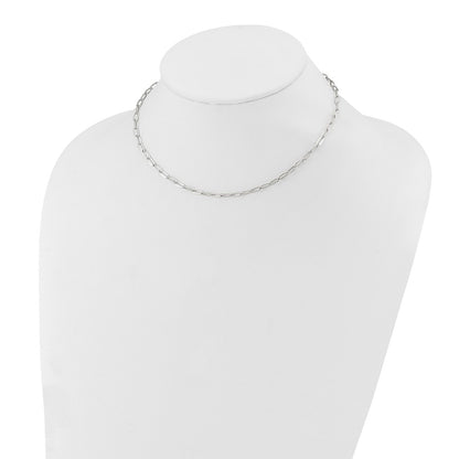 Chisel Stainless Steel Polished Elongated Open Link Paperclip15 inch with 2 inch extension Necklace