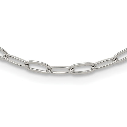 Chisel Stainless Steel Polished Elongated Open Link Paperclip15 inch with 2 inch extension Necklace