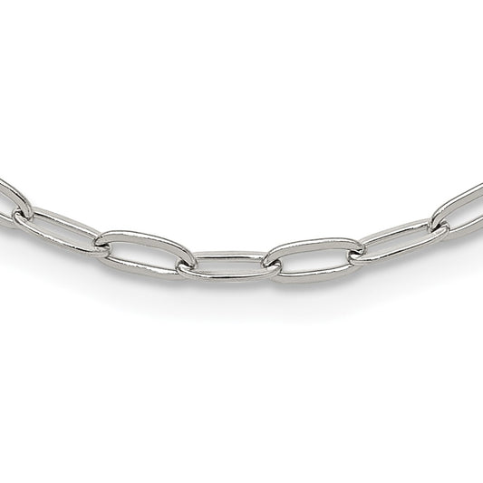 Chisel Stainless Steel Polished Elongated Open Link Paperclip15 inch with 2 inch extension Necklace