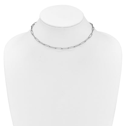 Chisel Stainless Steel Polished Elongated Open Link Paperclip 15 inch Necklace with 2 inch Extension