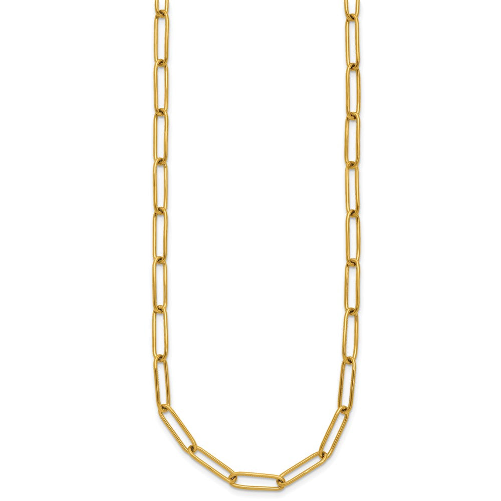 Chisel Stainless Steel Polished Yellow IP-plated Elongated Open Link Paperclip 15 inch Necklace with 2 inch Extension