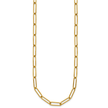 Chisel Stainless Steel Polished Yellow IP-plated Elongated Open Link Paperclip 15 inch Necklace with 2 inch Extension
