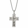 Chisel Stainless Steel Brushed Polished and Laser cut Black IP-plated Cross Pendant on a 24 inch Box Chain Necklace