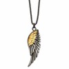 Chisel Stainless Steel Brushed Yellow IP-plated Wing Pendant on a 24 inch Box Chain Necklace