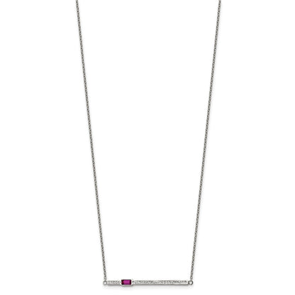 Chisel Stainless Steel Polished Preciosa Crystal and Red Glass Bar on a 15 inch Cable Chain with a 2.75 inch Extension Necklace
