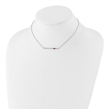 Chisel Stainless Steel Polished Preciosa Crystal and Red Glass Bar on a 15 inch Cable Chain with a 2.75 inch Extension Necklace