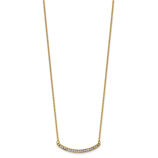 Chisel Stainless Steel Polished Yellow IP-plated Preciosa Crystal Curved Bar on a 17.75 inch Cable Chain with a 2 inch Extension Necklace
